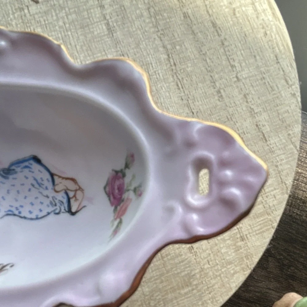 Viletta Fine China Baby Trinket Bowl Pink Gold Trim‎ Sleeping Baby Roseburg OR